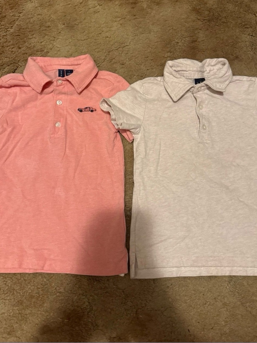 Janie and Jack Pink and Light Gray Polo Set